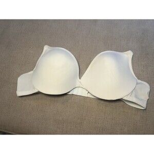 Kathy Ireland Size 36B Strapless White Padded Stretch Push Up Bra